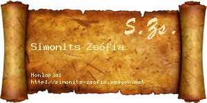 Simonits Zsófia névjegykártya